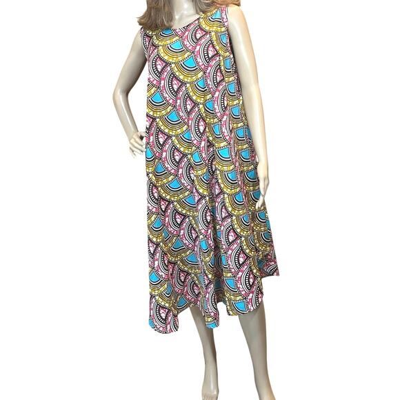 BOHO Geometric Sleeveless Midi Shift Dress Oversized Comfy Flowy Size XL - Picture 1 of 12